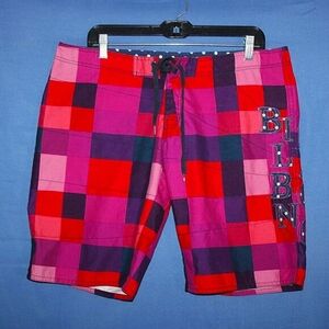Billabong Plaid Board Shorts - Women's Size 11 - Pink/Red/Purple